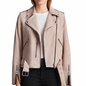 BNWOT AllSaints Suede Balfern Biker Jacket Blush